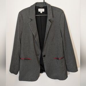 Highline Collective Houndstooth Blazer Black Grey Red Accent - Size 8 Academia